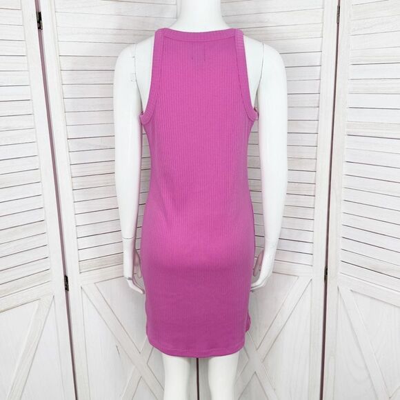 Gap Ribbed Knit Slip Tank Top Sleeveless Sundress Dress Pink Small - Picture 3 of 12